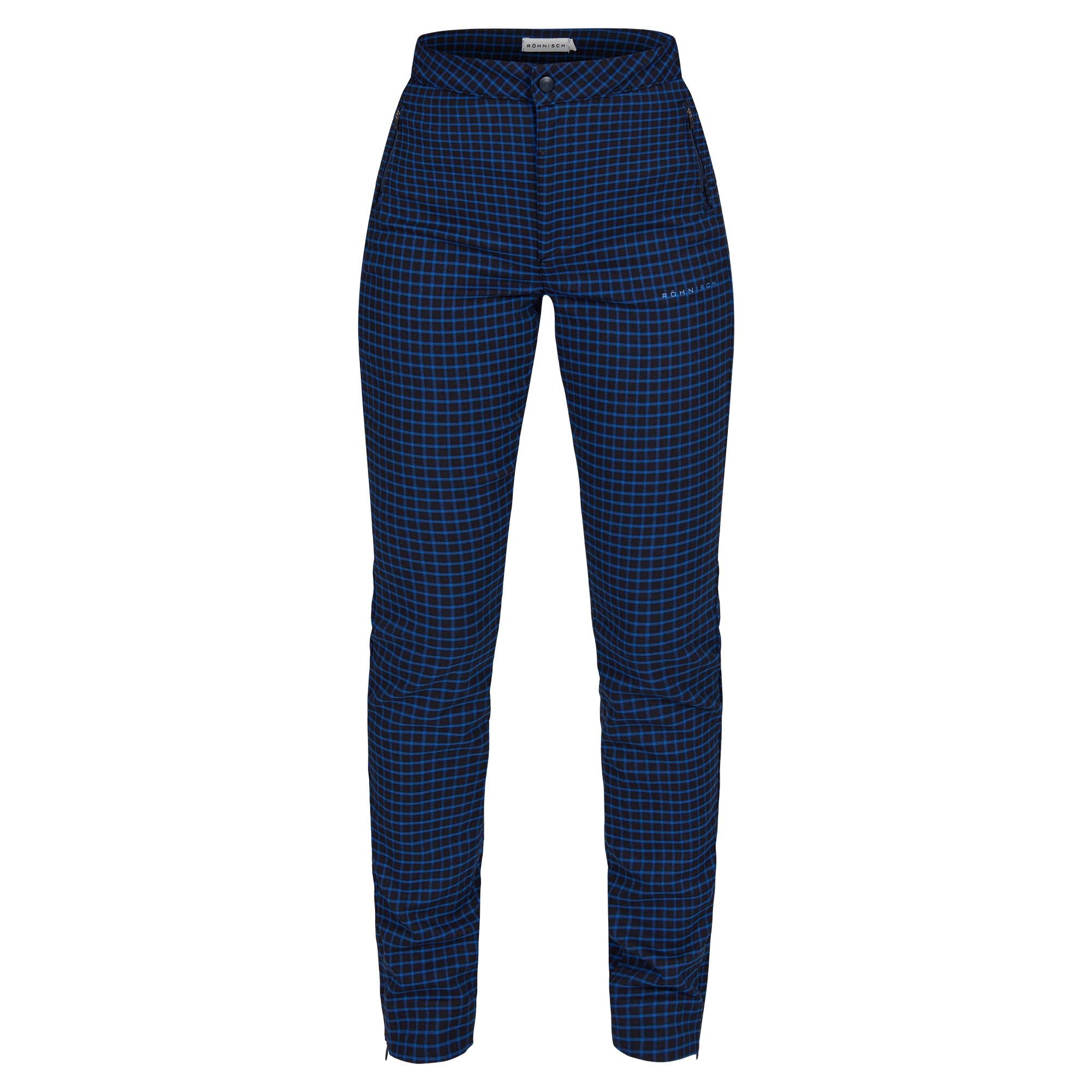 Rohnisch Jess Yarndye Ladies Golf Pants Minicheck Turkish Blue